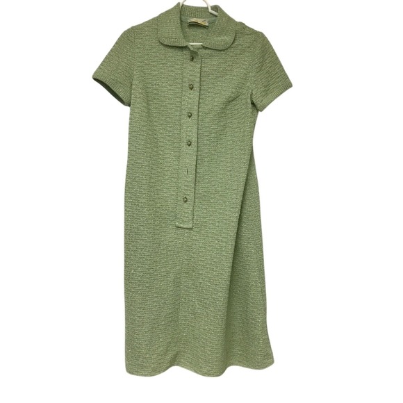Dresses & Skirts - Tannel Green‎ Knitted Button Front Collared Shirt Dress Womens Short Sleeve